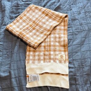 Timberland Tan and Cream Checkered Scarf